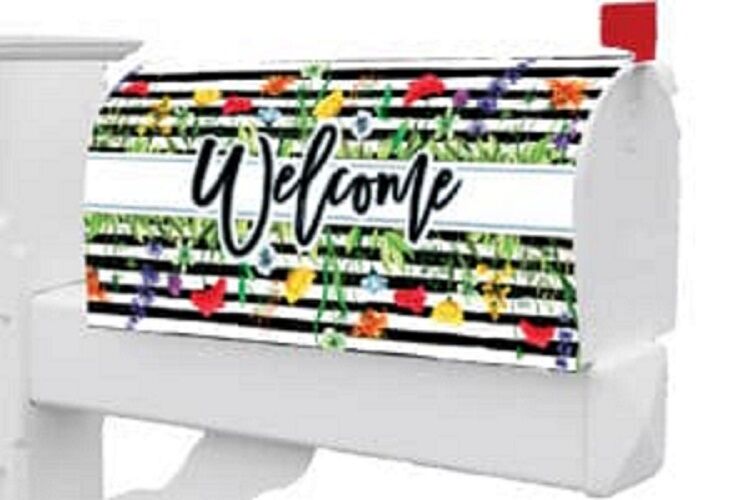 Wildflower Stripes Mailbox Cover | Mailbox Wraps | Mailbox Covers