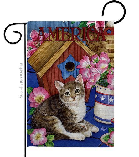 America Proud Kitten Cat Garden Flag | Animal, Patriotic, Flags