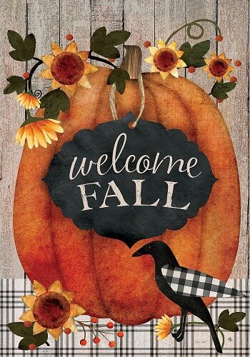 Pumpkin Crow Flag | Fall Flags | Two Sided Flags | Floral Flags