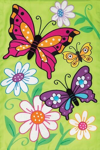 Butterflies & Daisies Flag | Applique Flags | Welcome Flags