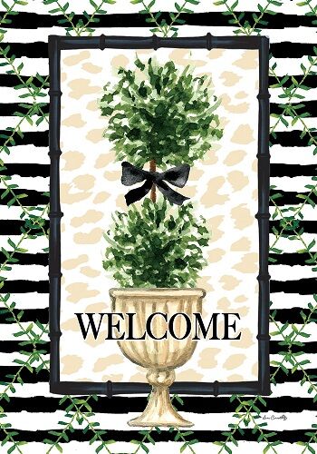 Double Topiary Flag | Spring Flag | Welcome Flag | Two Sided Flag