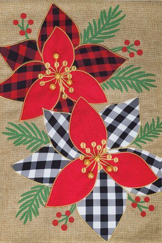 Gingham Poinsettia Flag | Burlap, Winter, Christmas, Garden, Flags