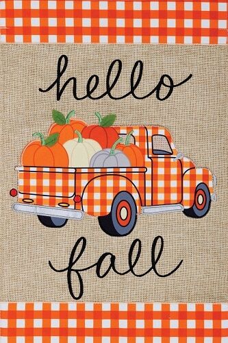 Gingham Truck Burlap Flag | Burlap, Fall, Yard, Cool, Garden, Flag