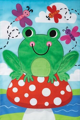 Frog on Toadstool Flag | Applique Flags | Summer Flags | Cool Flag