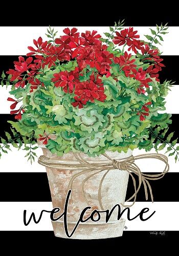 Geranium Bucket Flag | Double Sided Flag | Spring Flag | Cool Flag