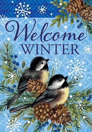 Winter Chickadees Flag | Winter Flags | Bird Flags | Cool Flags