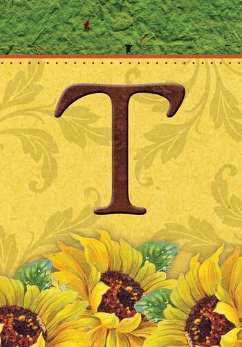 Sunflower Monogram-T Flag | Fall, Personalized, Clearance, Flags