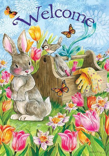 Garden Bunny Flag | Spring, Easter, Welcome, Decorative, Flags