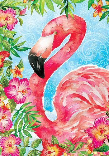 Flamingo Flowers Flag | Summer, Bird, Floral, Decorative, Flags