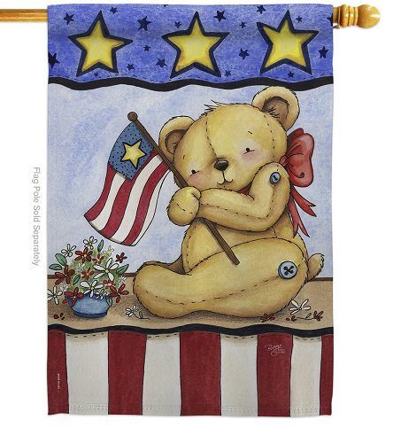 Pat Bear House Flag | Patriotic, 4th of July, Yard, House. Flags