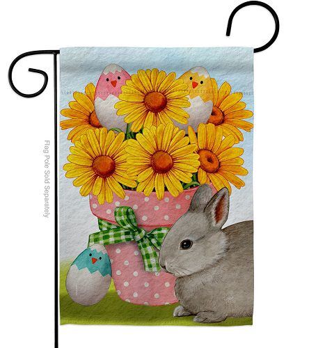 Daisy With Bunny Garden Flag | Easter, Two Sided, Garden, Flags