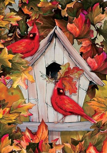 Cardinal Birdhouse Flag | Fall Flags | Bird Flags | Garden Flags