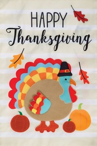 Striped Turkey Applique Flag | Applique Flags | Thanksgiving Flags