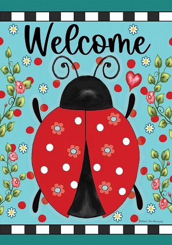 Ladybug Check Flag | Spring Flag | Welcome Flag | Two Sided Flag