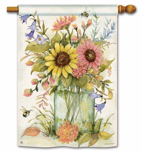 Bee Spring Bouquet House Flag | Spring Flags | House Flags