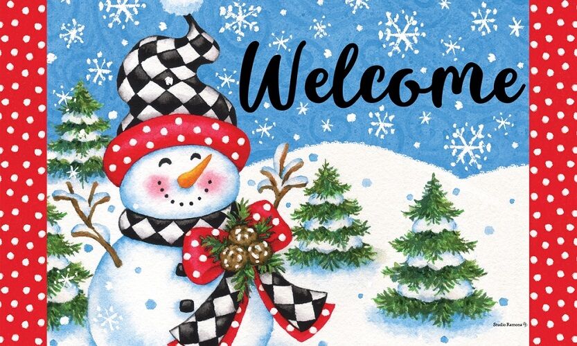 Checkered Snowman Doormat | Decorative Doormats | MatMates