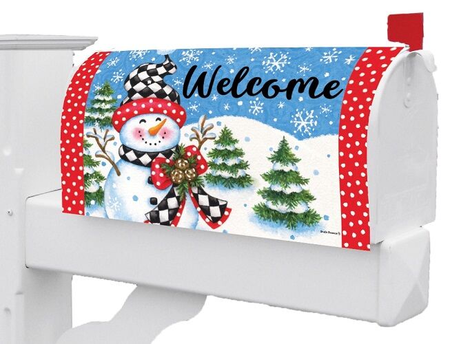 Checkered Snowman Mailbox Cover | Magnetic Mailbox Covers