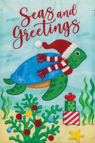 Christmas Turtle Flag | Applique Flags | Christmas Flags | Cool Flag