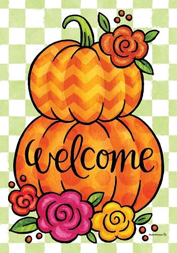 Floral Pumpkins Flag | Fall Flag | Two Sided Flags | Welcome Flags