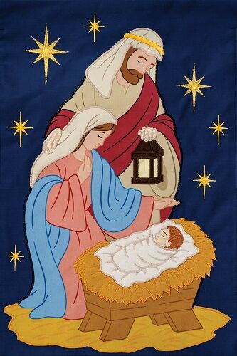 Mary, Joseph, Baby Flag | Applique Flags | Christmas Flags