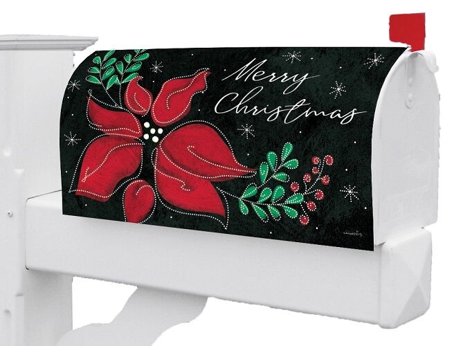 Poinsettia on Black Mailbox Cover | Mailbox Covers | Mailbox Wrap