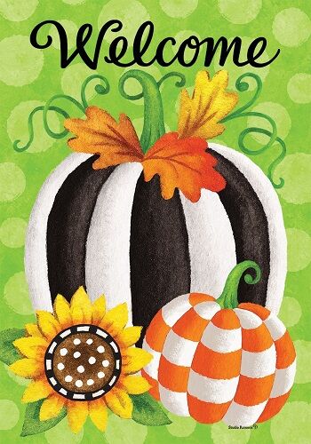 Striped Pumpkin Flag | Fall Flag | Two Sided Flags | Welcome Flag