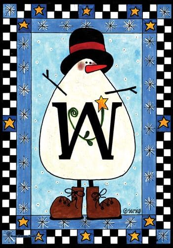 Snowman Monogram-W Flag | Personalized, Clearance, Flags