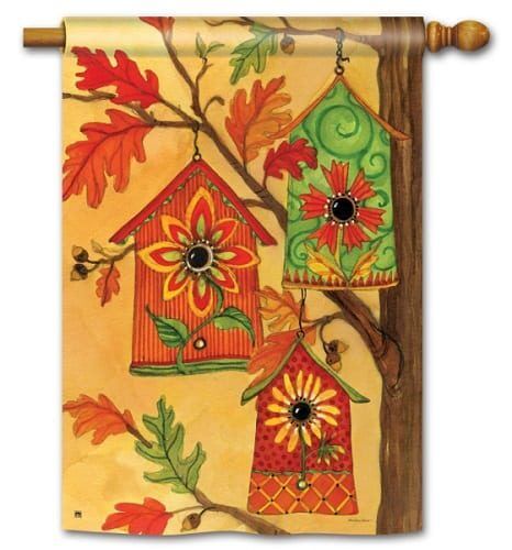 Fall Birdhouses House Flag | Fall, Bird, Cool, Outdoor, House, Flag