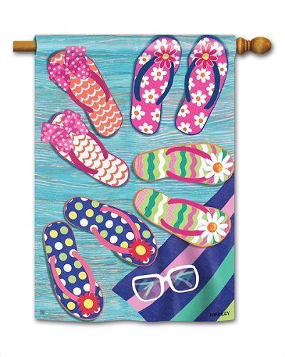 Flip Flop Frenzy House Flag | Summer, Beach, Yard, House, Flags