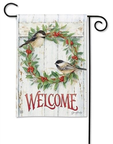 Chickadee Wreath Garden Flag | Winter, Welcome, Garden, Flags