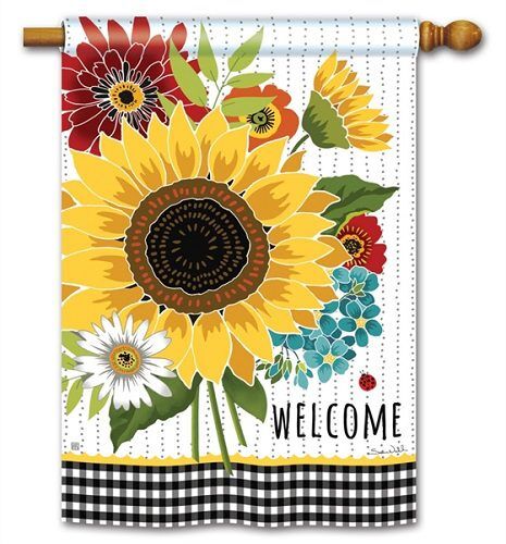 Sunflower Checks House Flag | Farmhouse, Floral, House, Flags