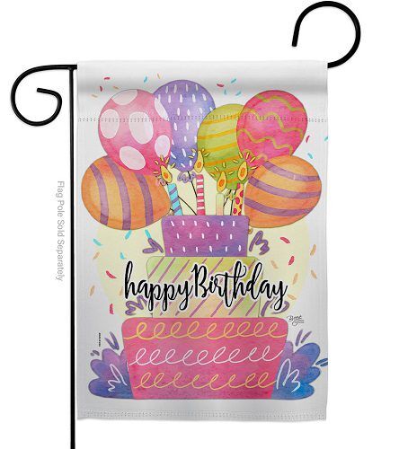 Happy Birthday Balloon Cake Garden Flag | Birthday, Garden, Flag