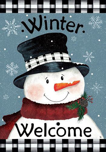 Black & White Snowman Flag | Winter, Welcome, Decorative, Flags