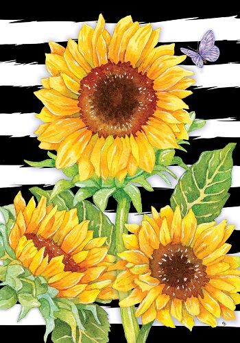 Sunflower Stripes Flag | Fall Flags | Floral Flags | Cool Flags