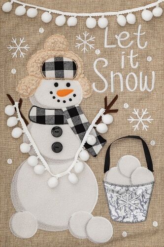 Snowman Snowballs Flag | Snowman Flag | Burlap Flag | Cool Flag